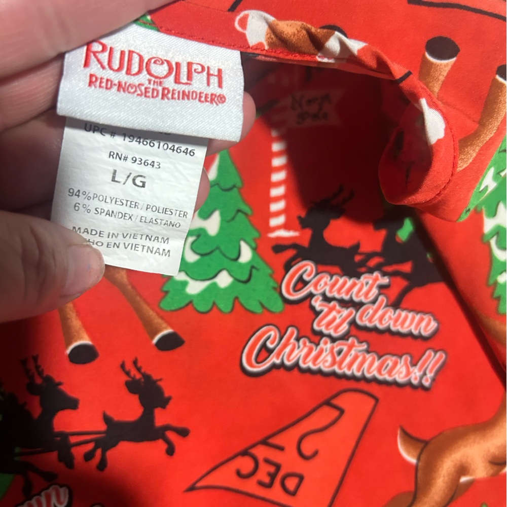 Rudolph Red Christmas scrub top- Festive Reindeer Print